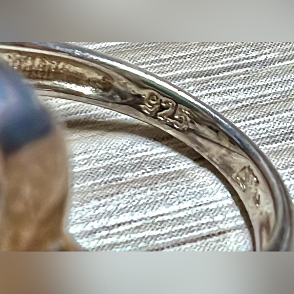 Vintage Designer Signed Aluma (AIL) Blue Turquoise Doublet Ring, Size 7 - Picture 7 of 10